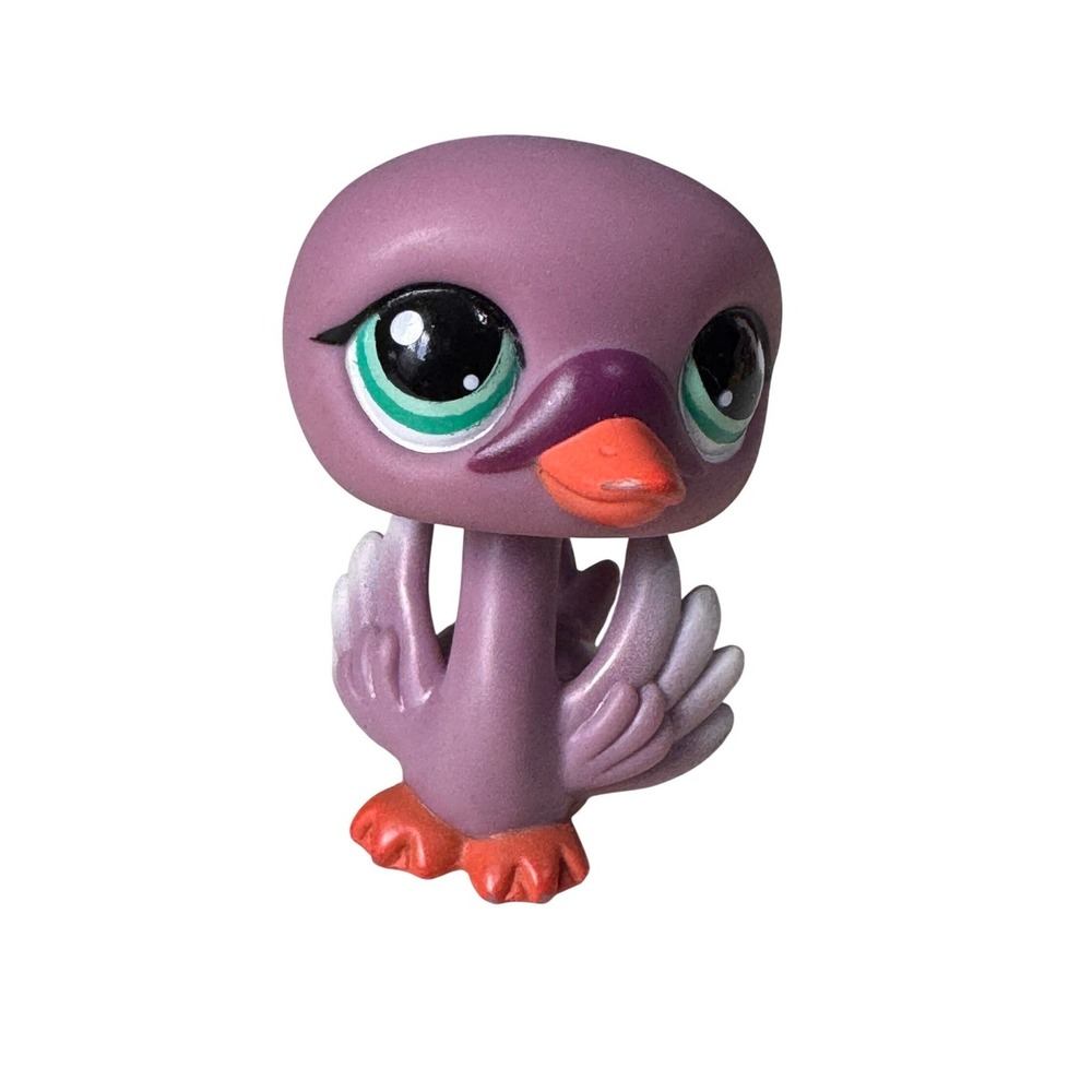 Hasbro Littlest Pet Shop Swan 1144 Purple Bird Teal Eyes Authentic LPS Figure - Picture 2 of 3